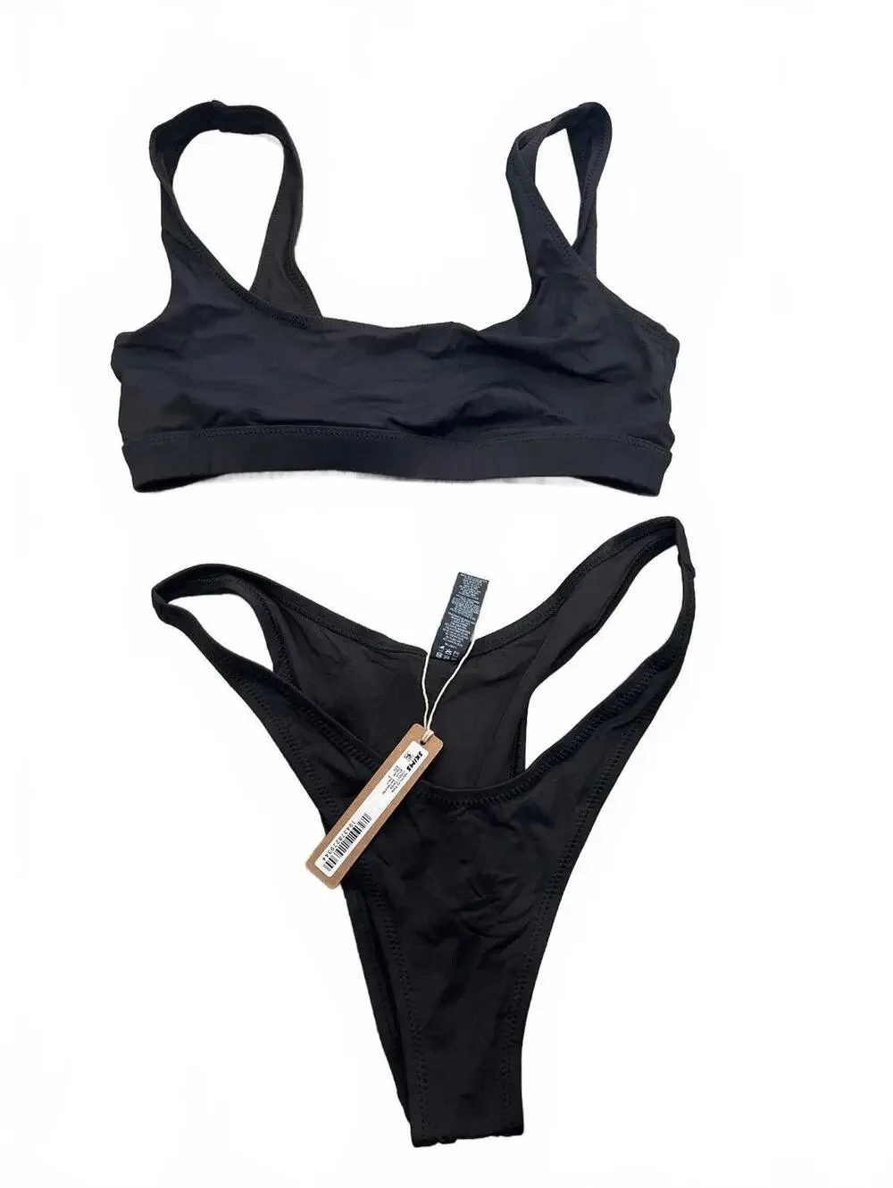 SKIMS SWIM CHEEKY TANGA BIKINI BOTTOM & SWIM TANK BIKINI TOP- SET IN ONYX